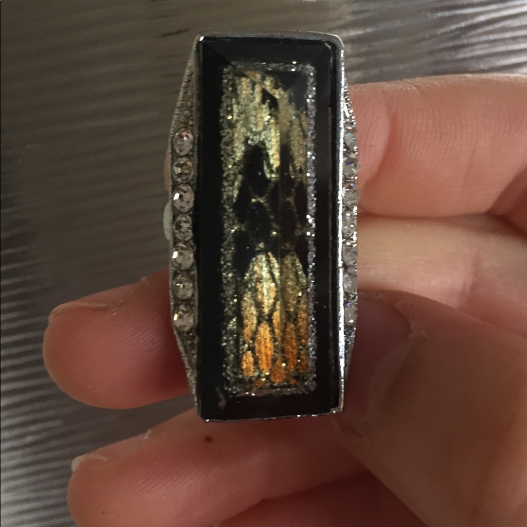 Stunning Rectangular Gold Plated Ring